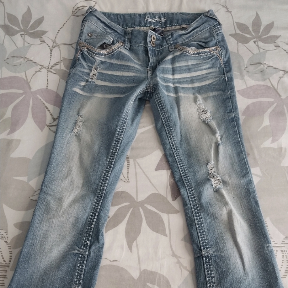 Amethyst Light Blue Low Rise Flare Jeans